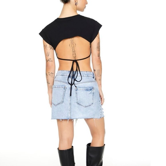 Light Denim Distressed Mini Skirt - Picture 8 of 10